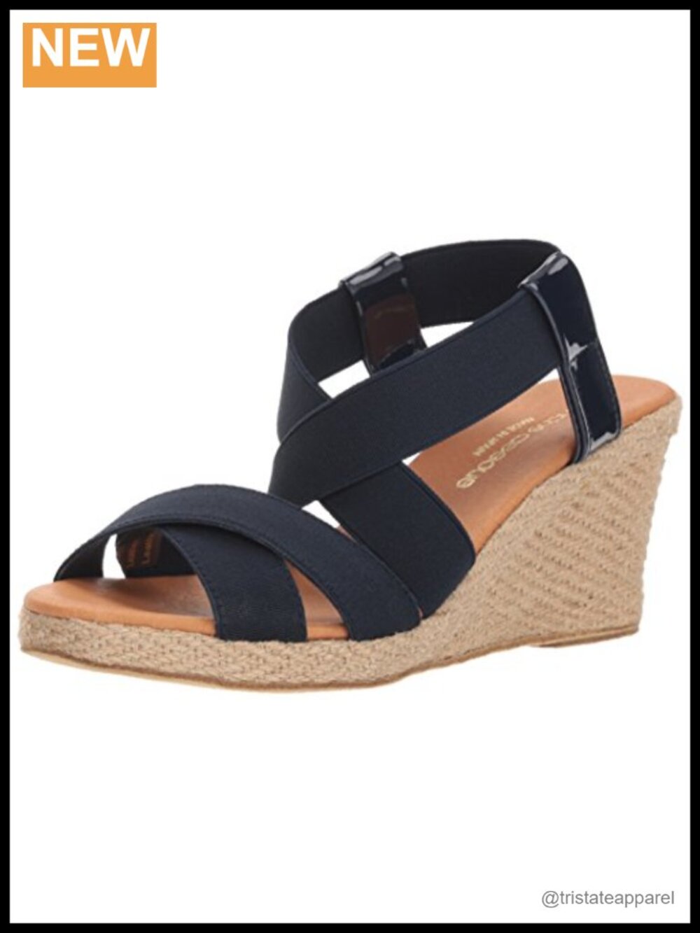 Leather Espadrille Wedge Sandal Criss Cross Elastic Straps Slip On